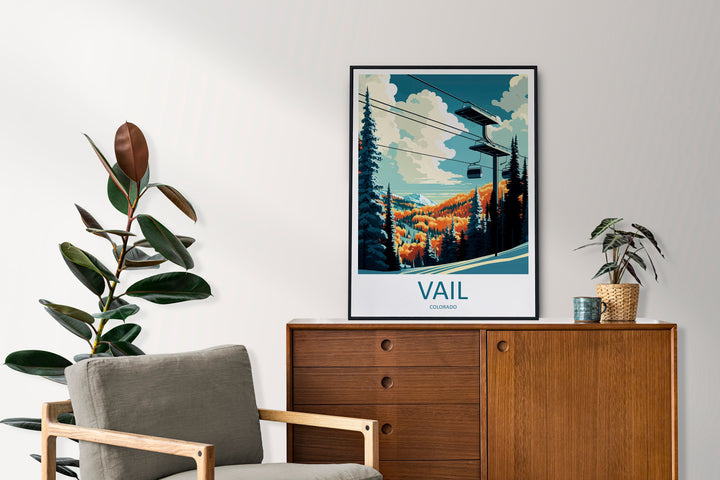 Vail Ski Resort Travel Print Wall Art Vail Ski Resort Wall Hanging Home Décor Vail Gift Art Lovers Ski Art Lover Gift Vail Print Skiing