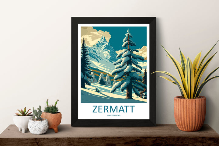 Zermatt Travel Print Wall Art Zermatt Wall Hanging Home Décor Zermatt Gift Art Lovers Ski Art Lover Gift Zermatt Print Skiing Zermatt Art