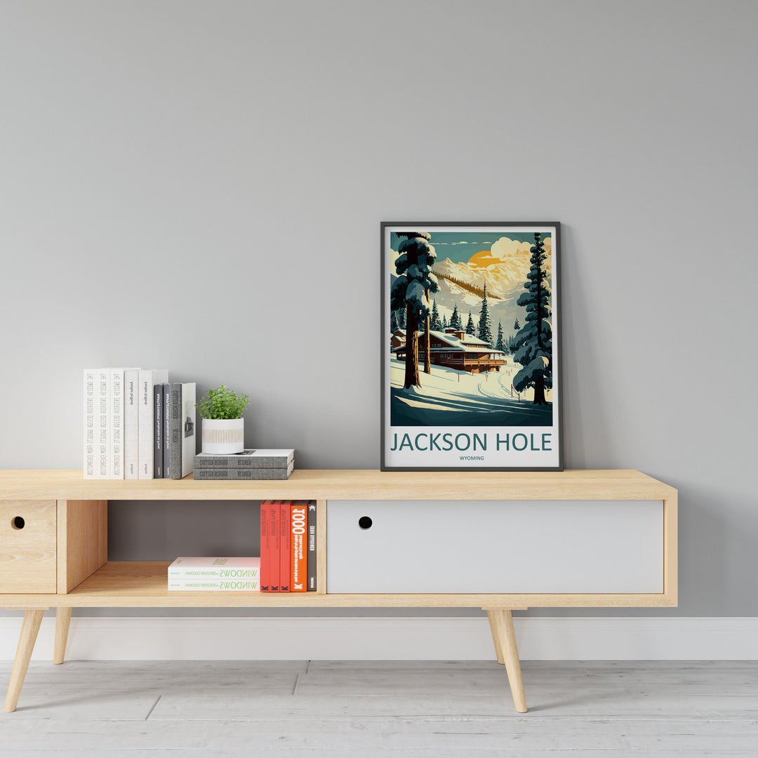 Jackson Hole Travel Print Wall Art Jackson Hole Wall Hanging Home Décor Jackson Hole Gift Art Lovers Ski Art Lover Gift Jackson Hole Print