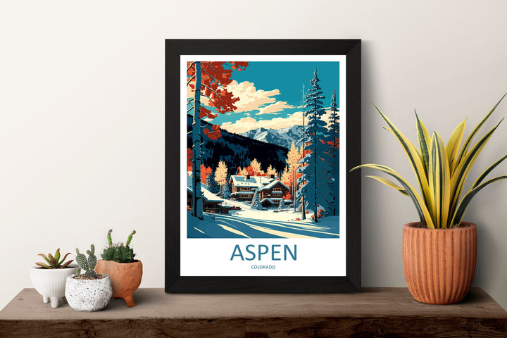 Aspen Travel Print Wall Art Aspen Wall Hanging Home Décor Aspen Gift Art Lovers Ski Art Lover Gift Aspen Print Skiing Aspen Ski Art Poster