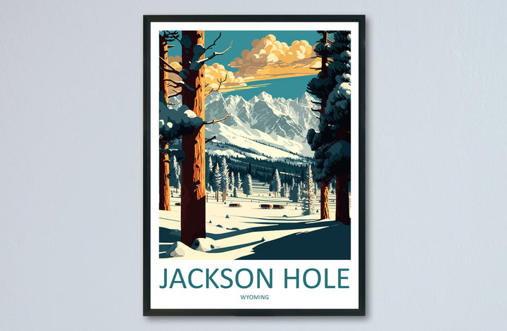 Jackson Hole Travel Print Wall Art Jackson Hole Wall Hanging Home Décor Jackson Hole Gift Art Lovers Ski Art Lover Gift Jackson Hole Print