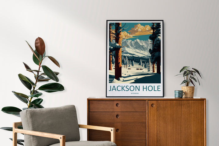Jackson Hole Travel Print Wall Art Jackson Hole Wall Hanging Home Décor Jackson Hole Gift Art Lovers Ski Art Lover Gift Jackson Hole Print