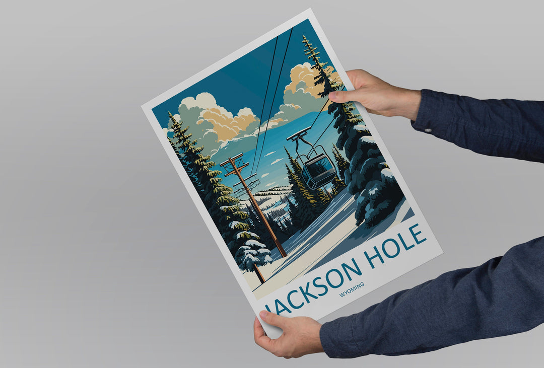 Jackson Hole Travel Print Wall Art Jackson Hole Wall Hanging Home Décor Jackson Hole Gift Art Lovers Ski Art Lover Gift Jackson Hole Print