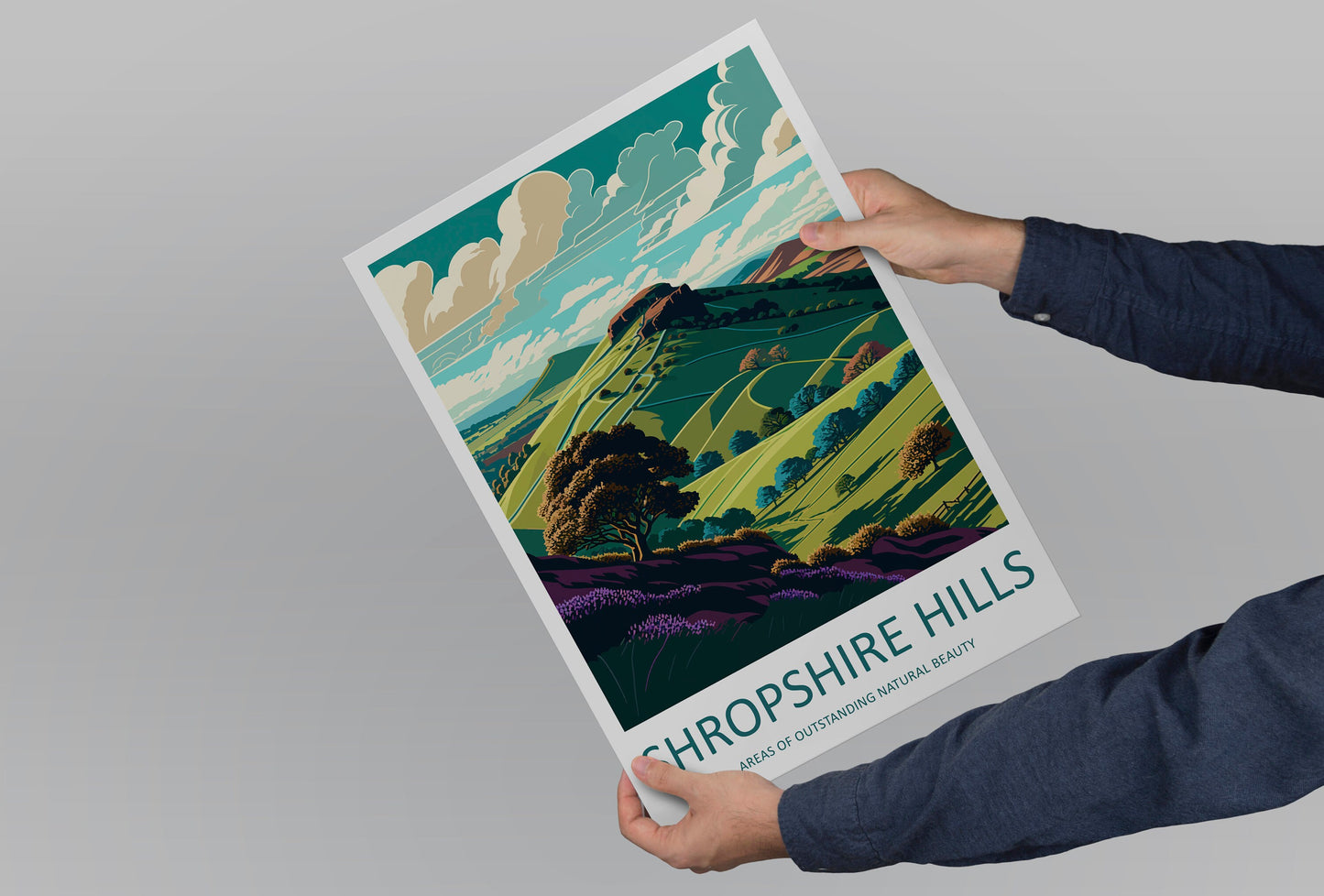 Shropshire Hills Travel Print Wall Art Shropshire Hills Wall Hanging Home Decoration Shropshire Hills Gift Art Lovers Wall Art AONB Wall Art