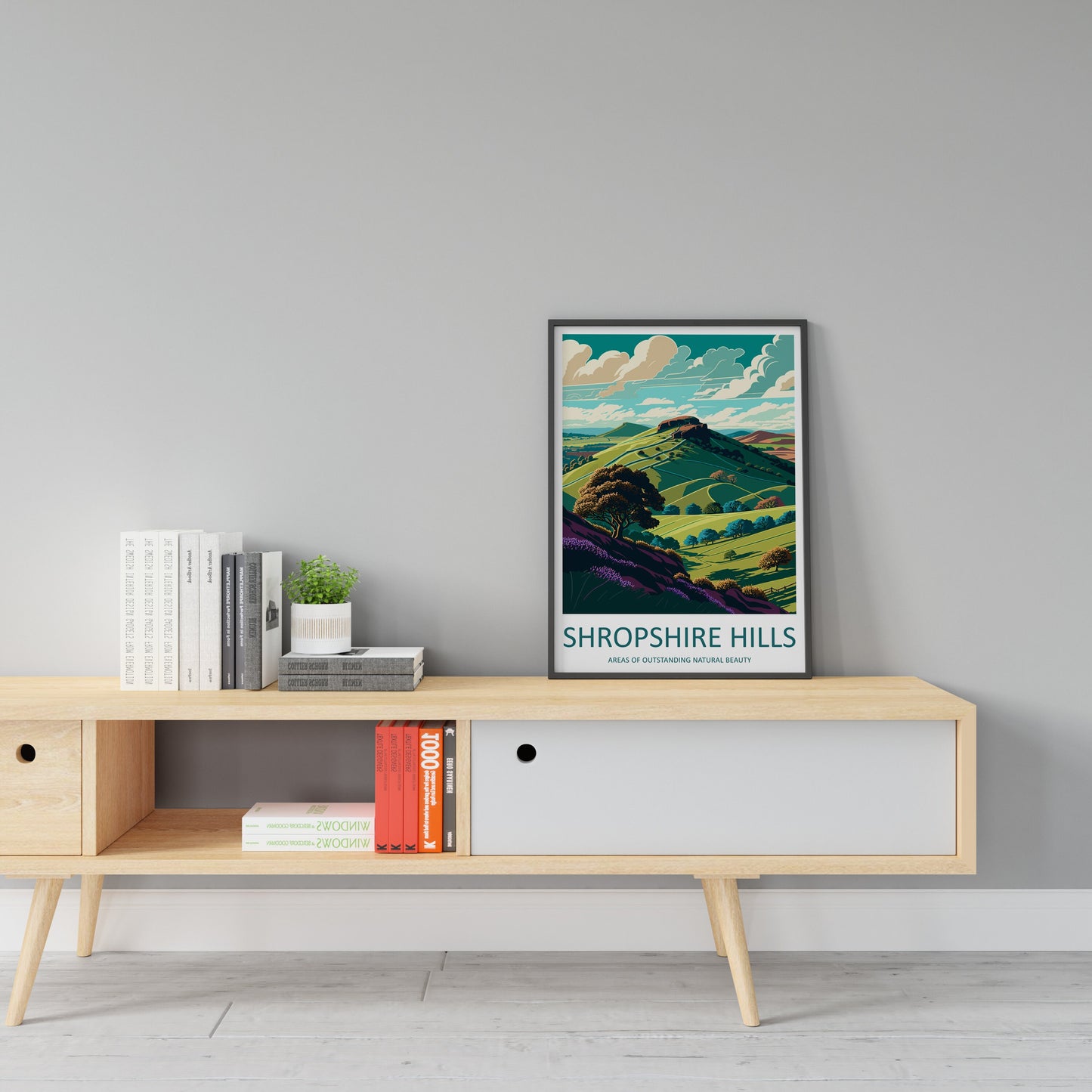 Shropshire Hills Travel Print Wall Art Shropshire Hills Wall Hanging Home Decoration Shropshire Hills Gift Art Lovers Wall Art AONB Wall Art