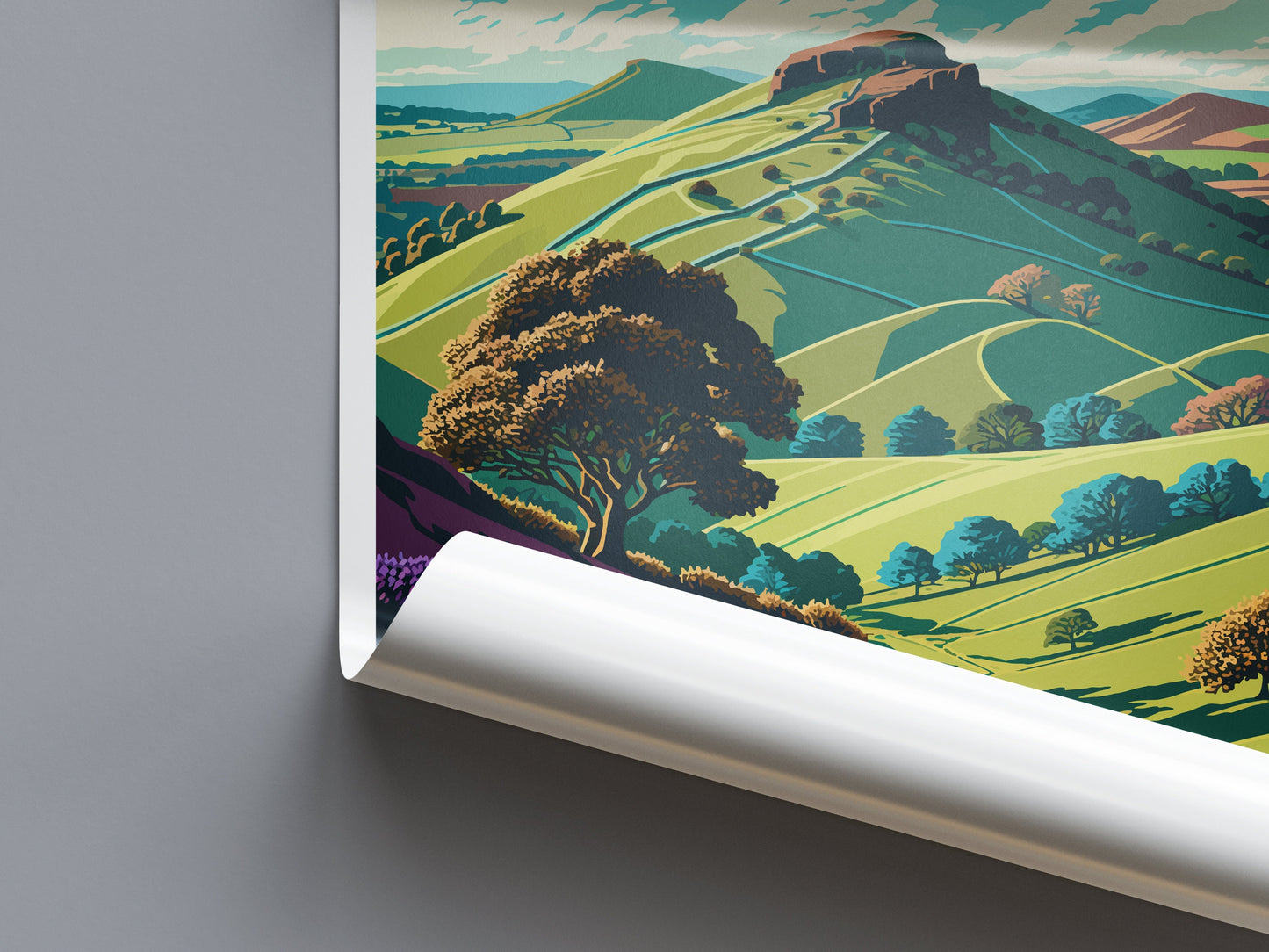 Shropshire Hills Travel Print Wall Art Shropshire Hills Wall Hanging Home Decoration Shropshire Hills Gift Art Lovers Wall Art AONB Wall Art