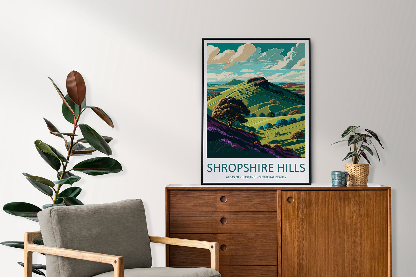 Shropshire Hills Travel Print Wall Art Shropshire Hills Wall Hanging Home Decoration Shropshire Hills Gift Art Lovers Wall Art AONB Wall Art