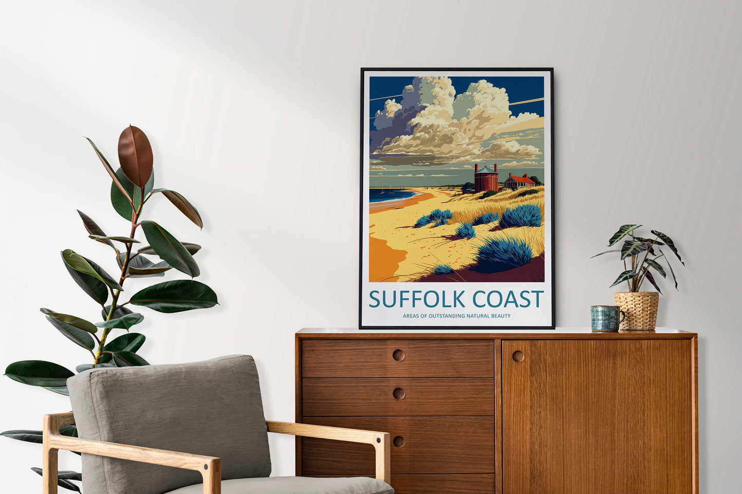 Suffolk Coast Travel Print Wall Art Suffolk Coast Wall Hanging Home Decoration Suffolk Coast Gift Art Lovers Wall Art AONB Wall Print