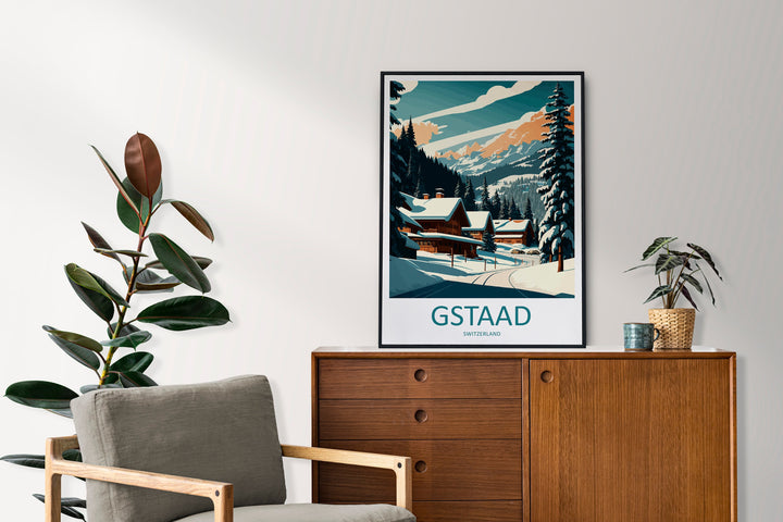 Gstaad Travel Print Wall Art Gstaad Wall Hanging Home Décor Gstaad Gift Art Lovers Ski Art Lover Gift Gstaad Print Skiing Print Swiss Poster