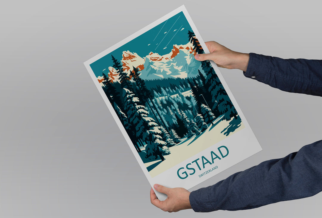 Gstaad Travel Print Wall Art Gstaad Wall Hanging Home Décor Gstaad Gift Art Lovers Ski Art Lover Gift Gstaad Print Skiing Print Swiss Poster