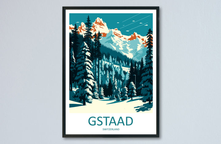 Gstaad Travel Print Wall Art Gstaad Wall Hanging Home Décor Gstaad Gift Art Lovers Ski Art Lover Gift Gstaad Print Skiing Print Swiss Poster