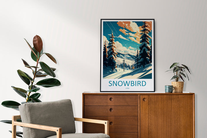 Snowbird Travel Print Wall Art Snowbird Wall Hanging Home Décor Snowbird Gift Art Lovers Ski Art Lover Gift Snowbird Print Skiing Print