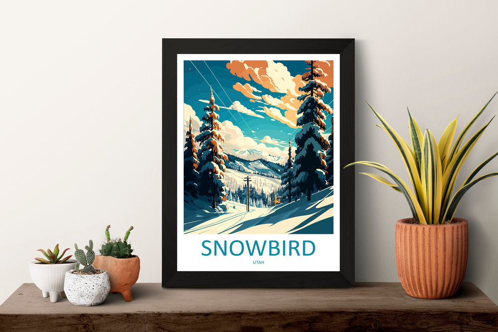 Snowbird Travel Print Wall Art Snowbird Wall Hanging Home Décor Snowbird Gift Art Lovers Ski Art Lover Gift Snowbird Print Skiing Print