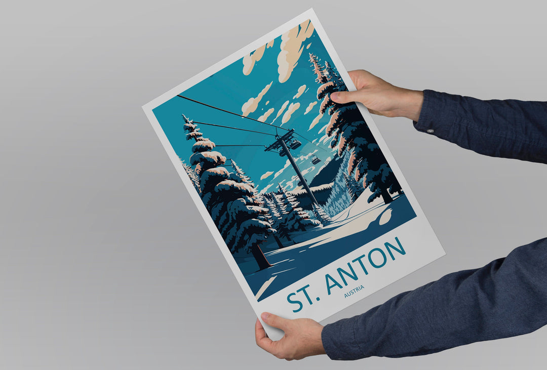 St. Anton Travel Print Wall Art St. Anton Wall Hanging Home Décor St. Anton Gift Art Lovers Ski Art Lover Gift St. Anton Print Skiing Print