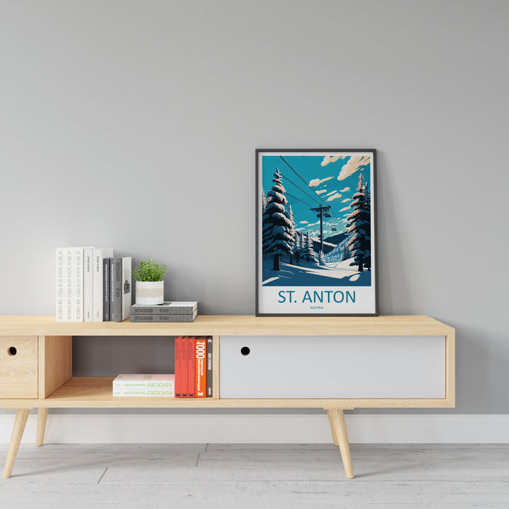 St. Anton Travel Print Wall Art St. Anton Wall Hanging Home Décor St. Anton Gift Art Lovers Ski Art Lover Gift St. Anton Print Skiing Print