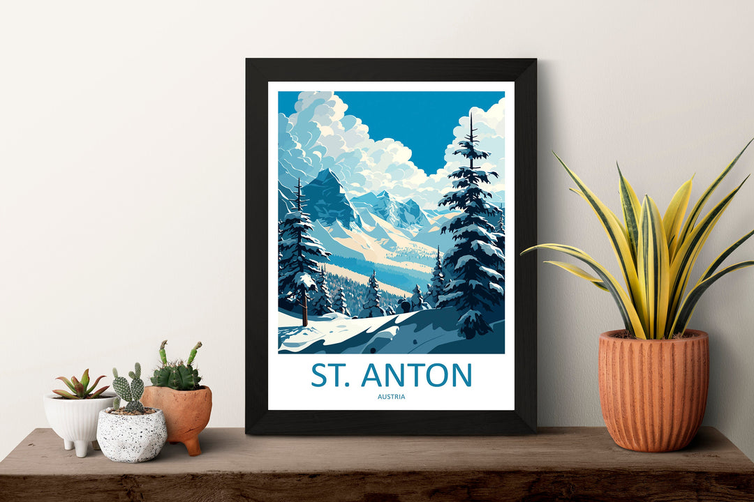 St. Anton Travel Print Wall Art St. Anton Wall Hanging Home Décor St. Anton Gift Art Lovers Ski Art Lover Gift St. Anton Print Skiing Print