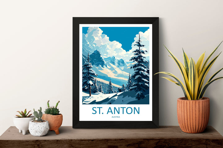 St. Anton Travel Print Wall Art St. Anton Wall Hanging Home Décor St. Anton Gift Art Lovers Ski Art Lover Gift St. Anton Print Skiing Print