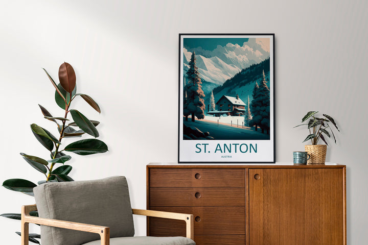 St. Anton Travel Print Wall Art St. Anton Wall Hanging Home Décor St. Anton Gift Art Lovers Ski Art Lover Gift St. Anton Print Skiing Print