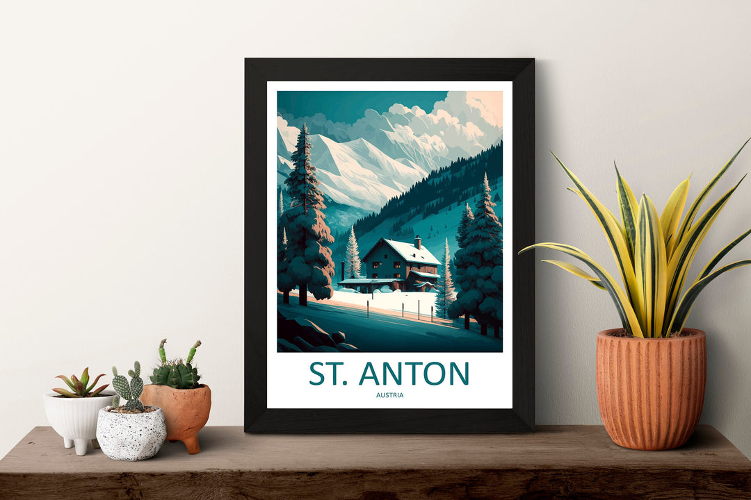 St. Anton Travel Print Wall Art St. Anton Wall Hanging Home Décor St. Anton Gift Art Lovers Ski Art Lover Gift St. Anton Print Skiing Print