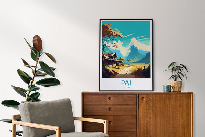 Pai Travel Print Wall Art Pai Wall Hanging Home Decor Pai Gift Art Lovers Wall Art Thailand Travel Print Gift Thai Travel Art Pai Islands