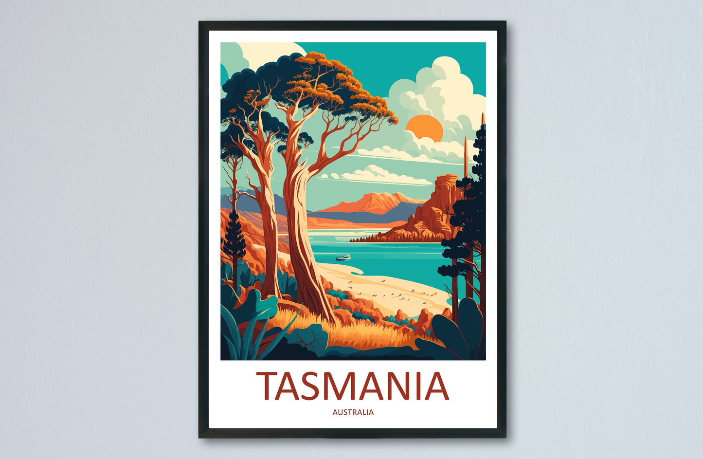 Tasmania Travel Print Wall Art Tasmania Wall Hanging Home Décor Tasmania Gift Art Lovers Wall Art Australia Travel Print Tasmania Art Print