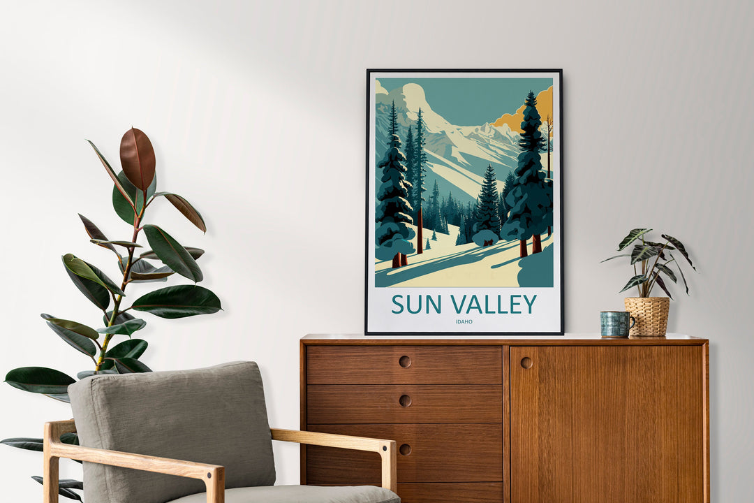 Sun Valley Travel Print Wall Art Sun Valley Wall Hanging Home Décor Sun Valley Gift Art Lovers Ski Art Lover Gift Sun Valley Print Skiing
