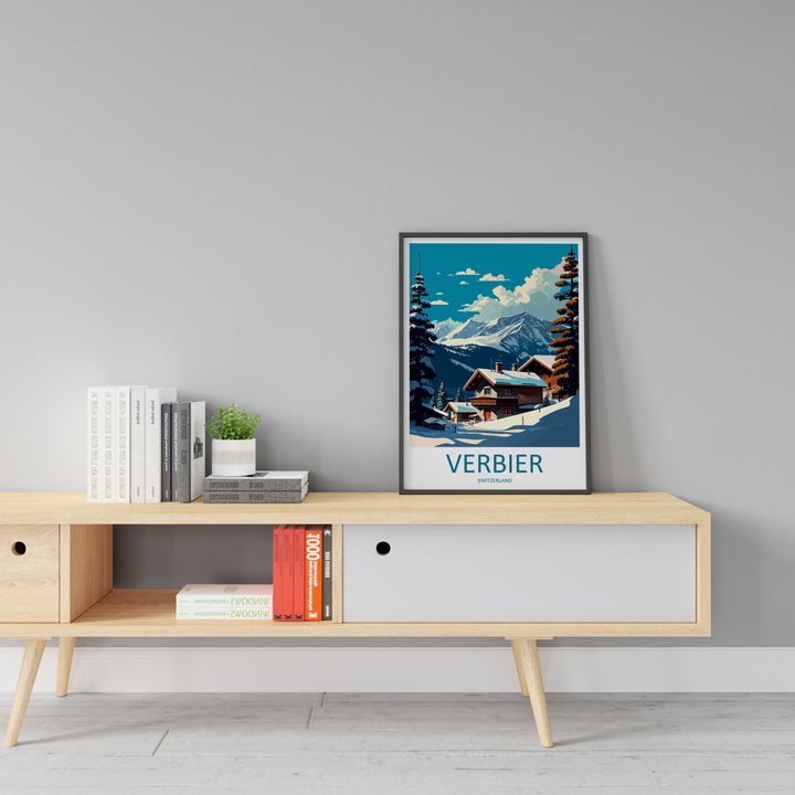 Verbier Travel Print Wall Art Verbier Wall Hanging Home Décor Verbier Gift Art Lovers Ski Art Lover Gift Verbier Print Skiing Art Poster