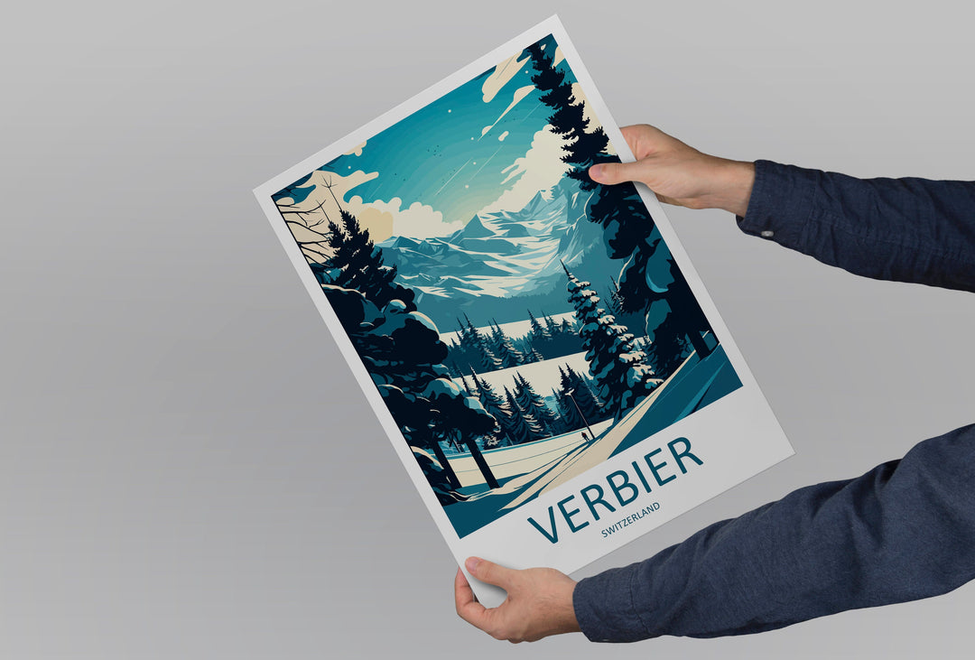 Verbier Travel Print Wall Art Verbier Wall Hanging Home Décor Verbier Gift Art Lovers Ski Art Lover Gift Verbier Print Skiing Art Poster