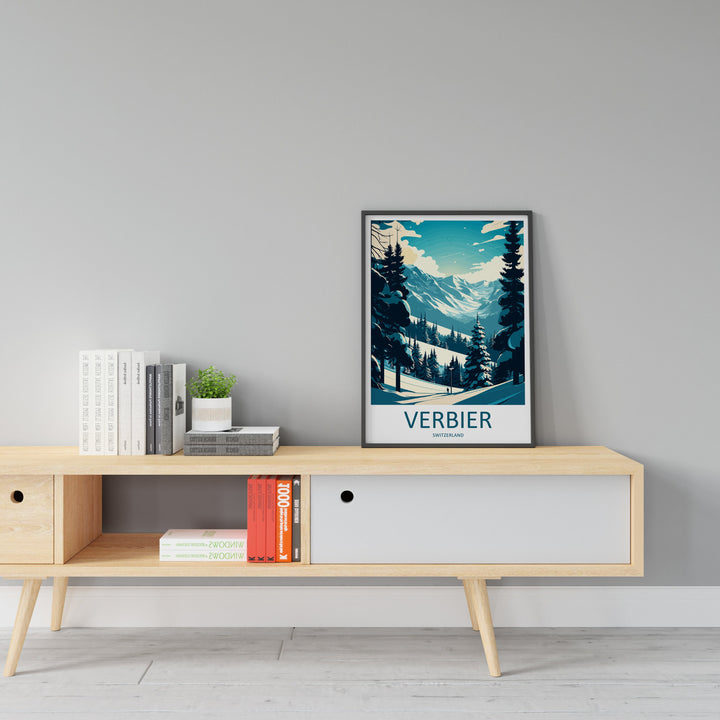 Verbier Travel Print Wall Art Verbier Wall Hanging Home Décor Verbier Gift Art Lovers Ski Art Lover Gift Verbier Print Skiing Art Poster