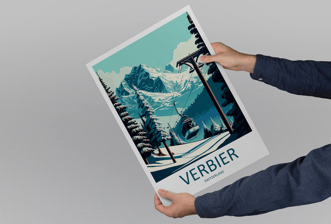 Verbier Travel Print Wall Art Verbier Wall Hanging Home Décor Verbier Gift Art Lovers Ski Art Lover Gift Verbier Print Skiing Art Poster