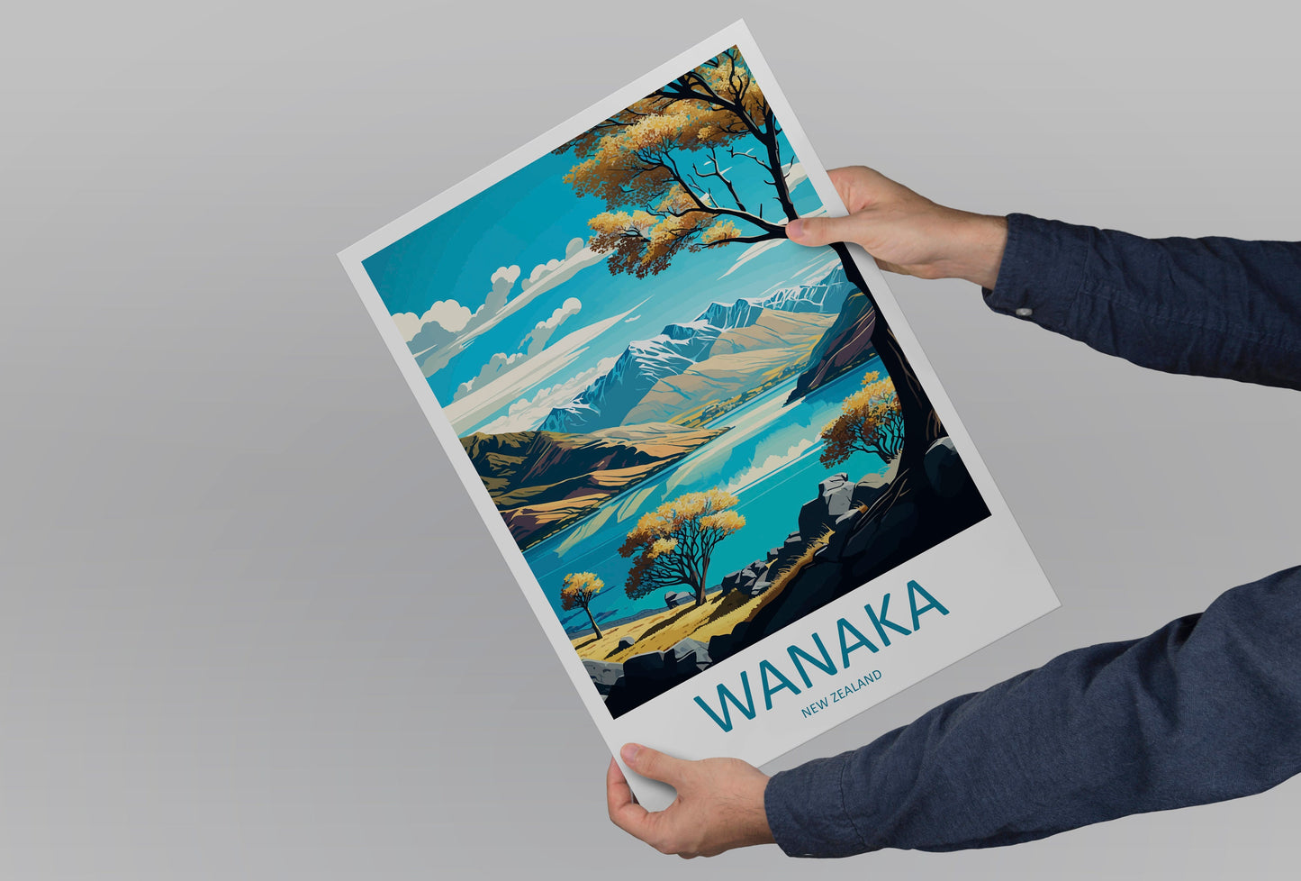 Wanaka Travel Print Wall Art Wanaka Wall Hanging Home Décor Wanaka Gift Art Lovers New Zealand Art Lover Gift Print Wanaka New Zealand Art