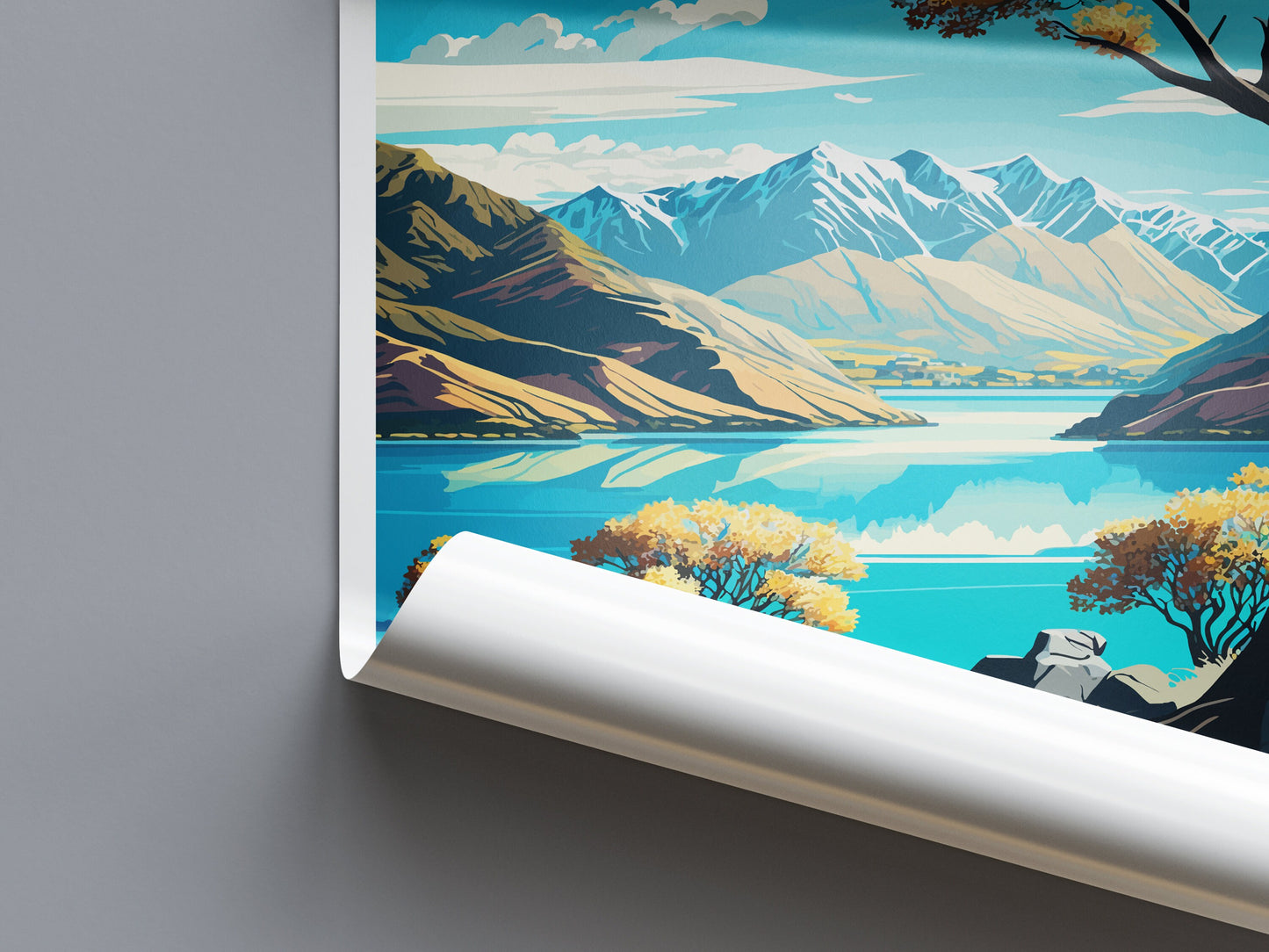 Wanaka Travel Print Wall Art Wanaka Wall Hanging Home Décor Wanaka Gift Art Lovers New Zealand Art Lover Gift Print Wanaka New Zealand Art