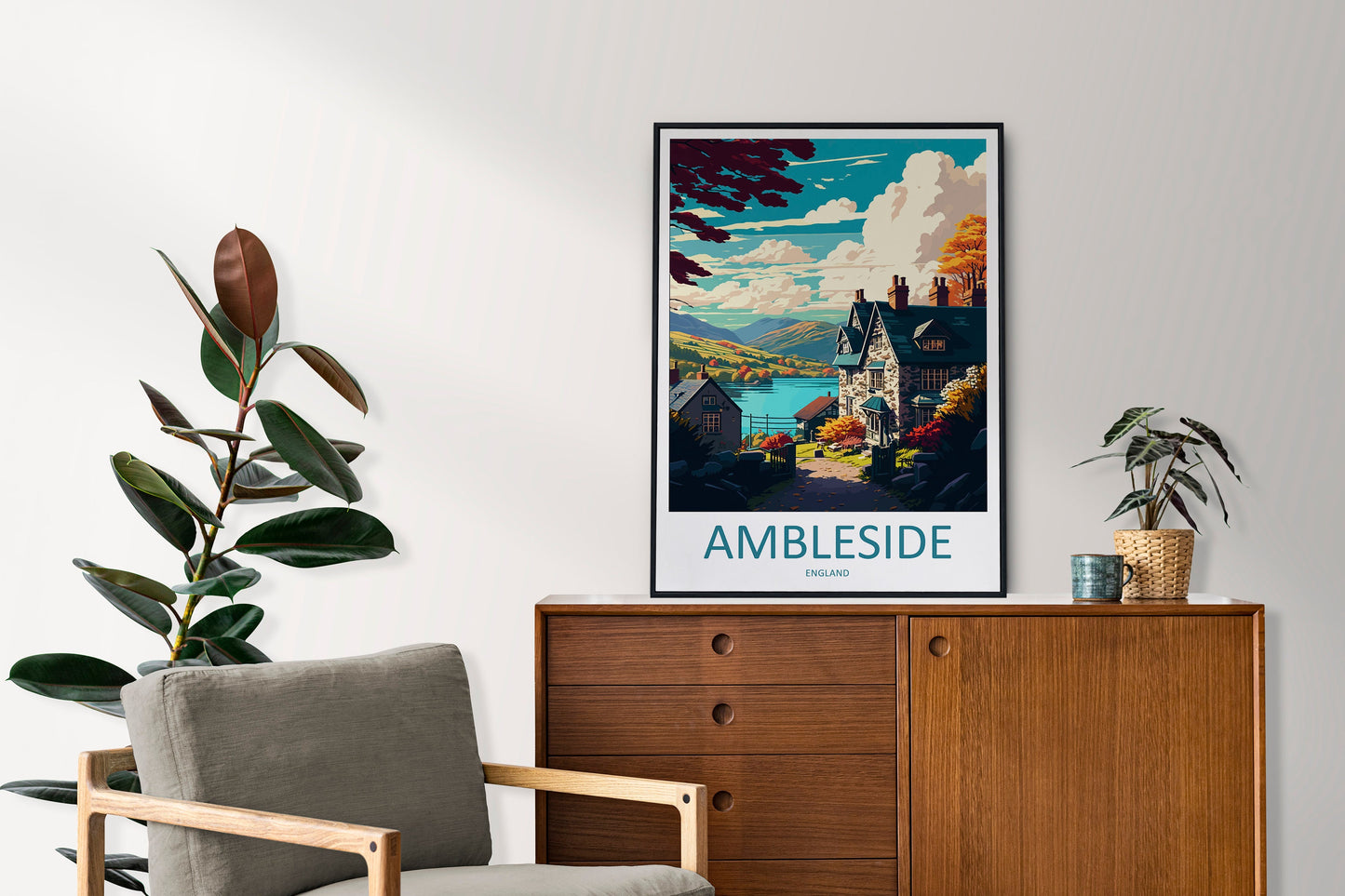 Ambleside Travel Print Wall Art Ambleside Wall Hanging Home Décor Ambleside Gift Art Lovers England Art Lover Gift Ambleside Travel Poster
