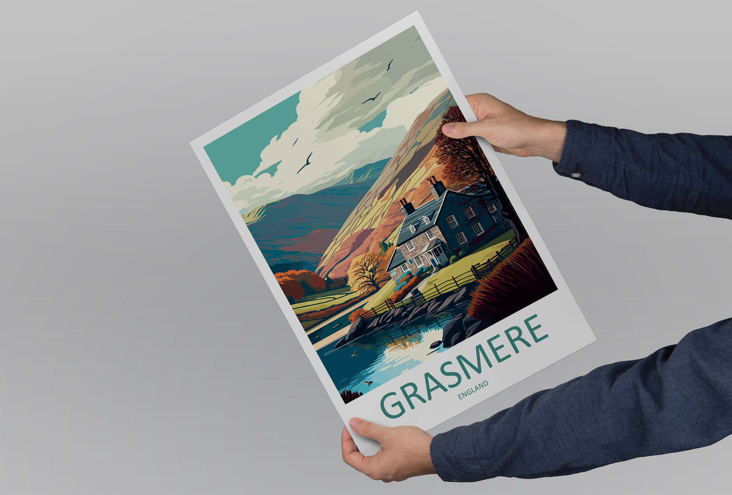 Grasmere Travel Print Wall Art Grasmere Wall Hanging Home Décor Grasmere Gift Art Lovers England Art Lover Gift Grasmere Art Wall Hanging