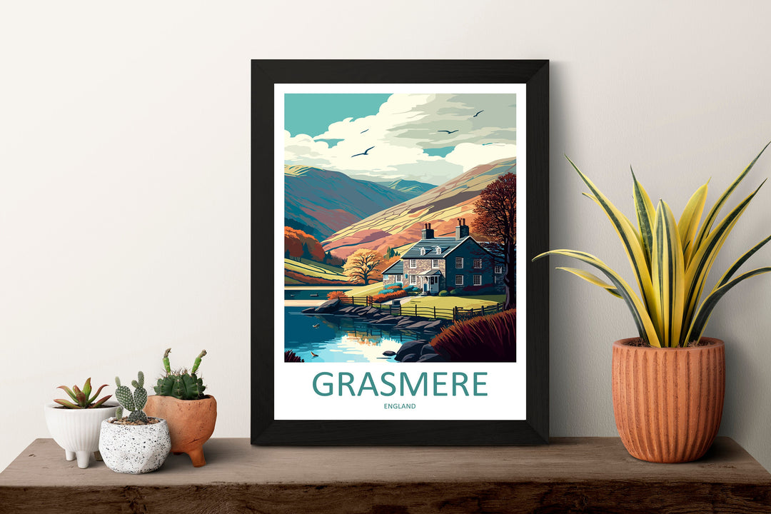 Grasmere Travel Print Wall Art Grasmere Wall Hanging Home Décor Grasmere Gift Art Lovers England Art Lover Gift Grasmere Art Wall Hanging