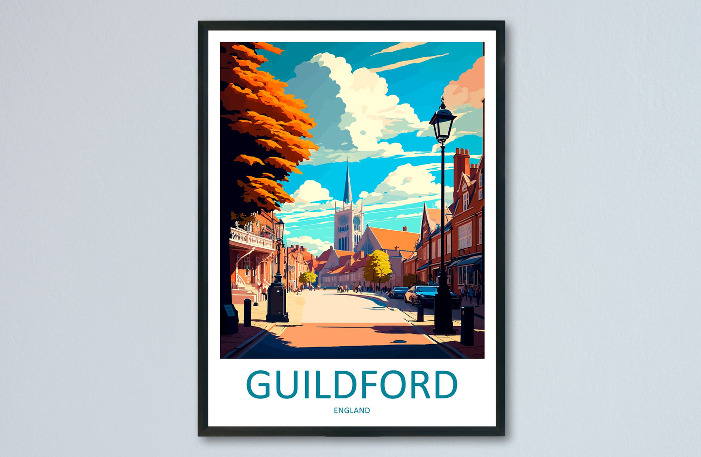 Guildford Travel Print Wall Art Guildford Wall Hanging Home Décor Guildford Gift Art Lovers England Art Lover Gift Guildford Travel Décor
