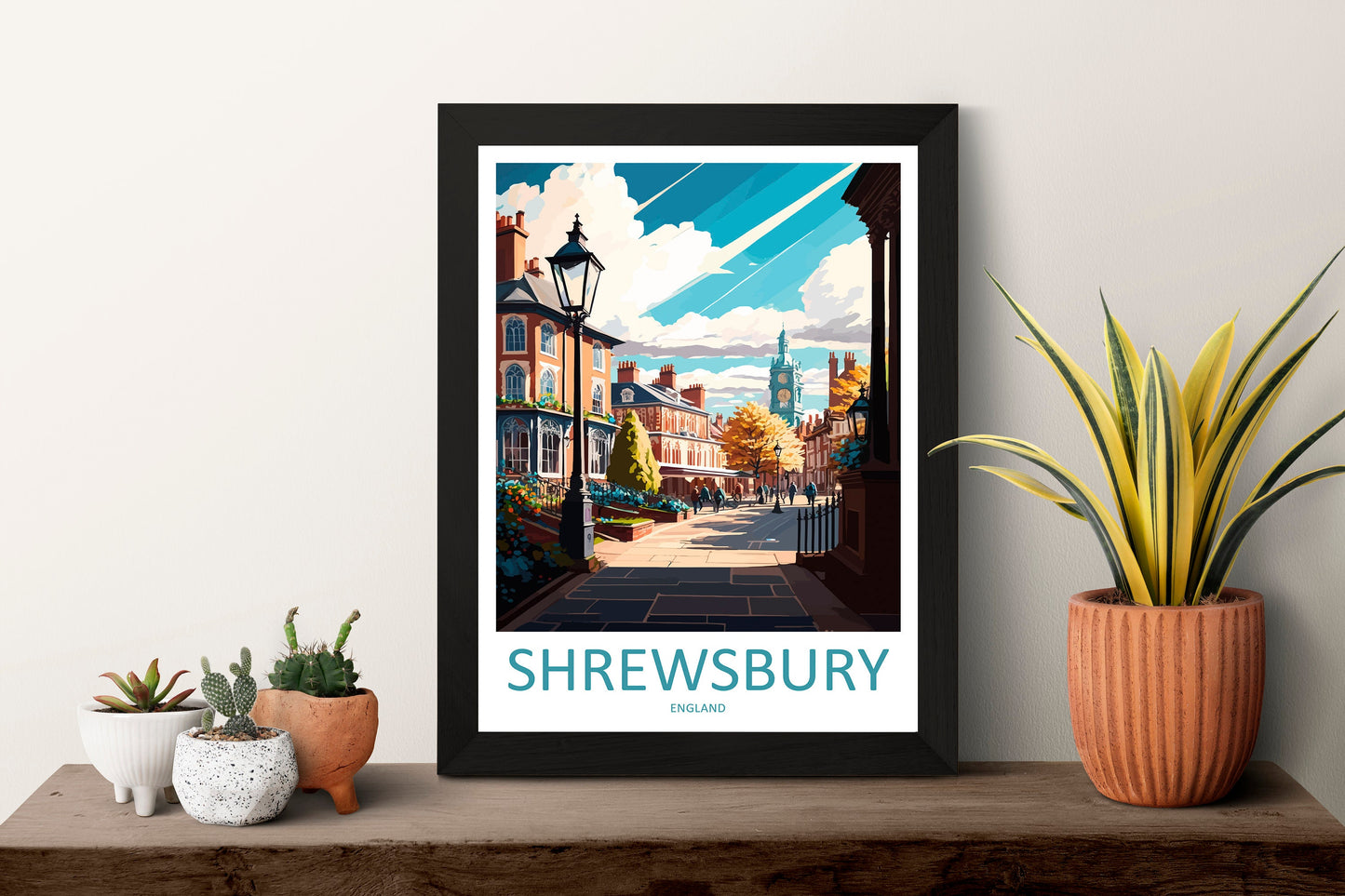 Shrewsbury Travel Print Wall Art Shrewsbury Wall Hanging Home Décor Shrewsbury Gift Art Lovers England Art Lover Gift Shrewsbury Travel Déco