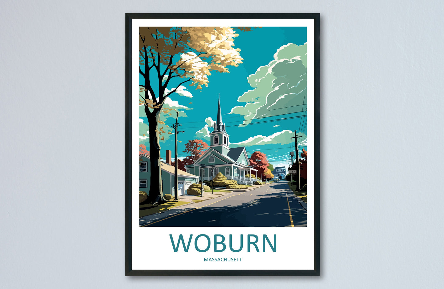 Woburn Travel Print Wall Art Woburn Wall Hanging Home Décor Woburn Gift Art Lovers Massachusetts Art Lover Gift Woburn Wall Art