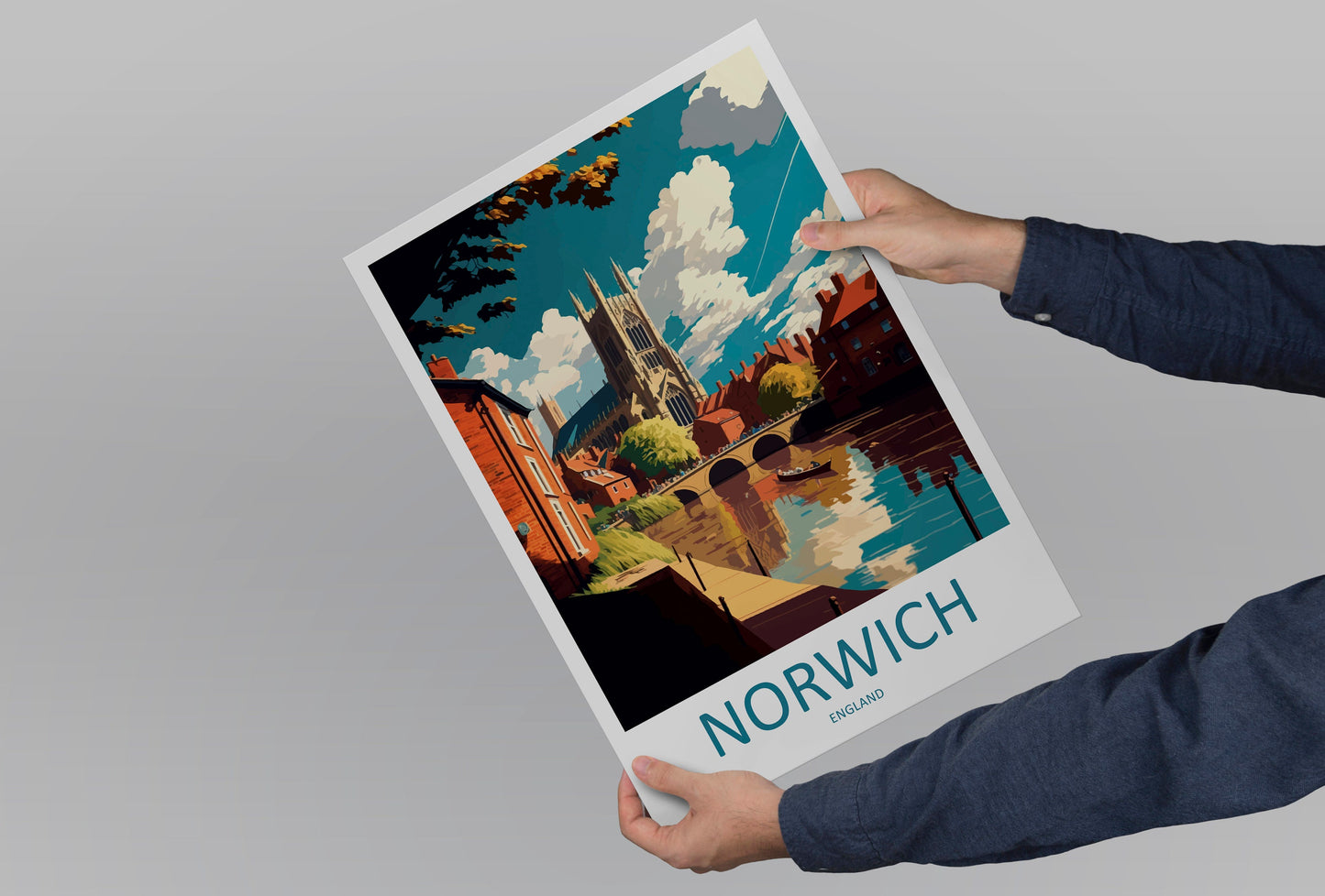 Norwich Travel Print Wall Art Norwich Wall Hanging Home Décor Norwich Gift Art Lovers England Art Lover Gift Norwich Travel Gift