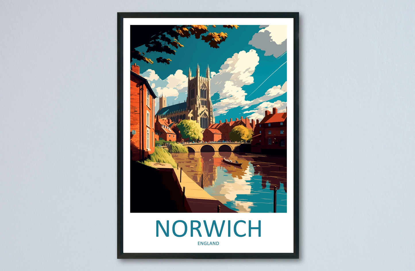 Norwich Travel Print Wall Art Norwich Wall Hanging Home Décor Norwich Gift Art Lovers England Art Lover Gift Norwich Travel Gift