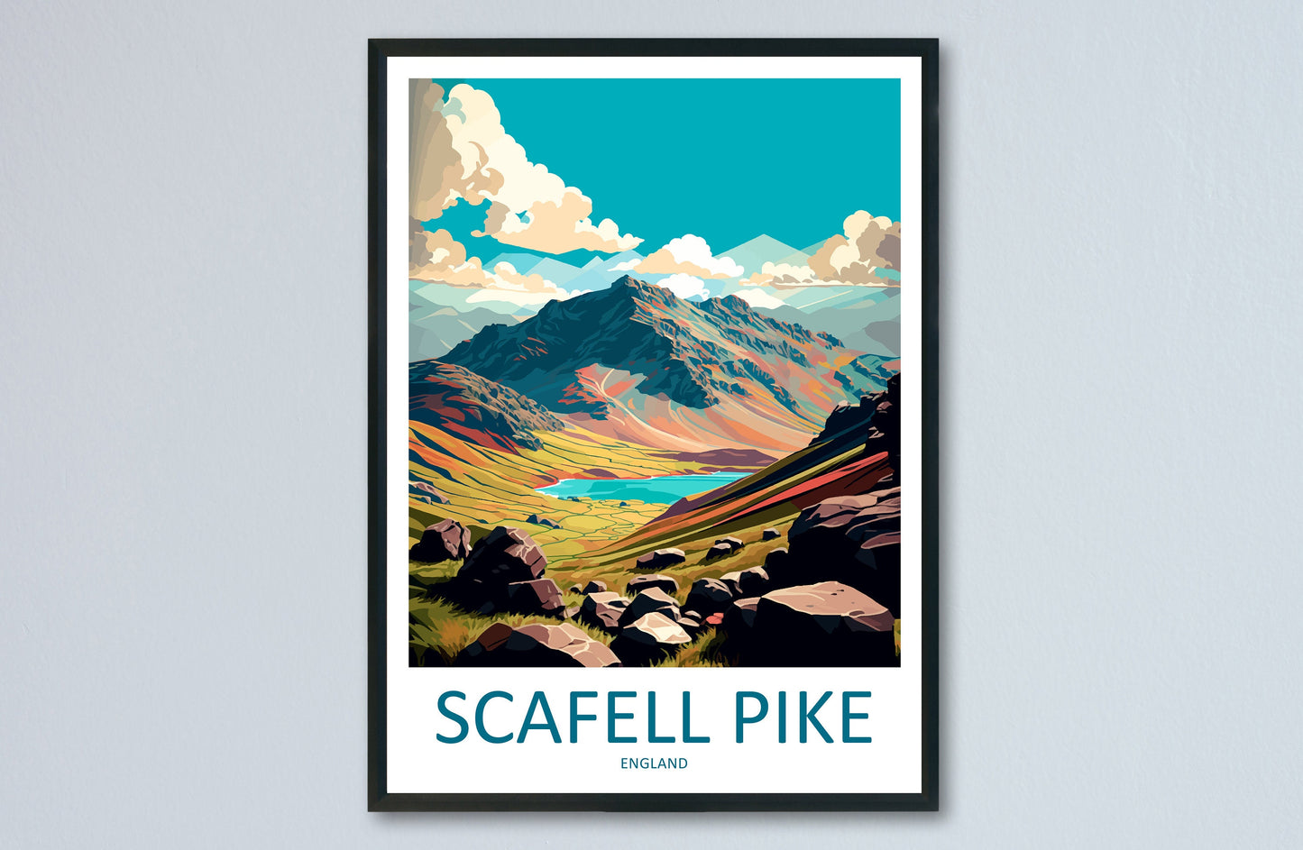 Scafell Pike Travel Print Wall Art Scafell Pike Wall Hanging Home Décor Scafell Pike Gift Art Lovers England Art Lover Gift Scafell Pike