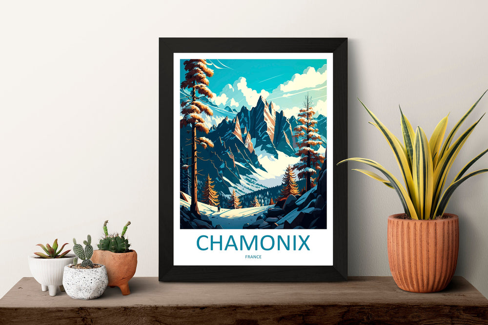 Chamonix Travel Print Wall Art Chamonix Wall Hanging Home Décor Chamonix Gift Art Lovers Ski Art Lover Gift Chamonix Print Skiing Artwork