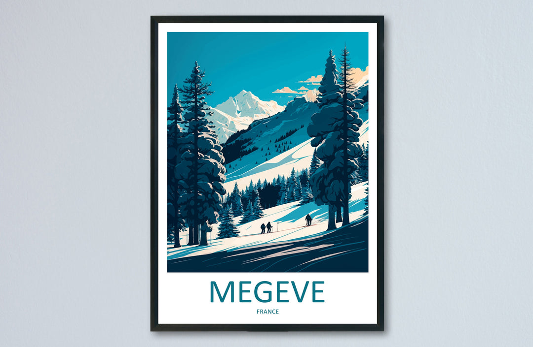 Megeve Travel Print Wall Art Megeve Wall Hanging Home Décor Megeve Gift Art Lovers Ski Art Lover Gift Les Arcs Print Skiing Megeve Ski Art