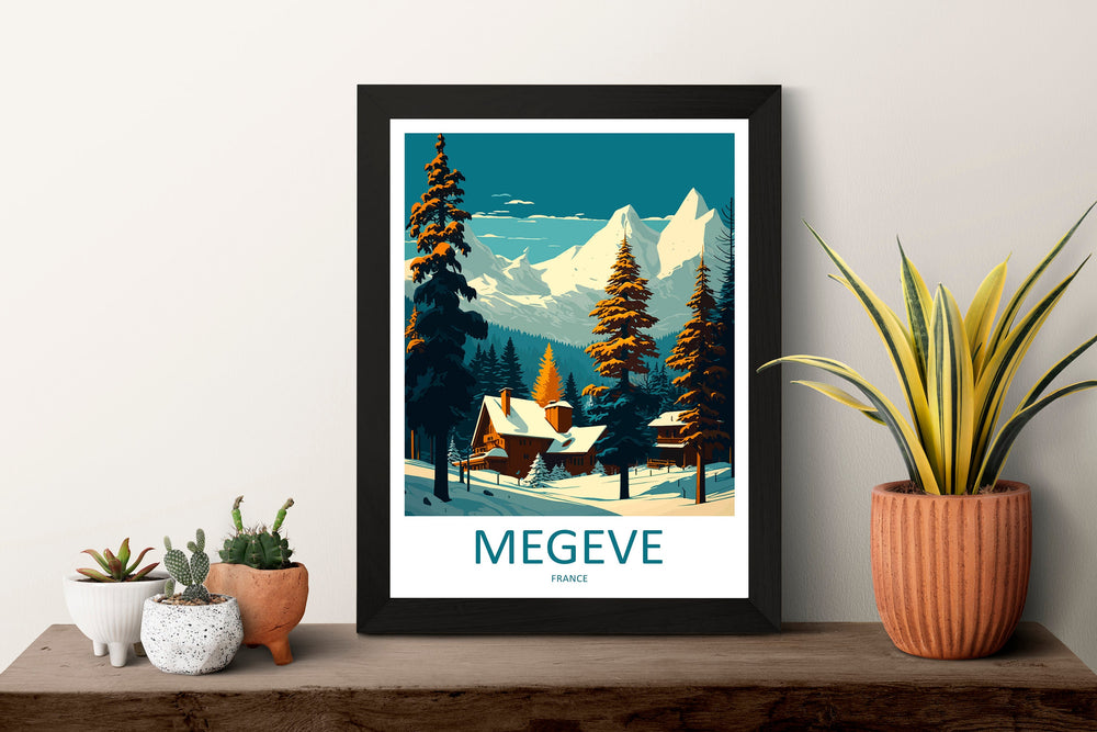 Megeve Travel Print Wall Art Megeve Wall Hanging Home Décor Megeve Gift Art Lovers Ski Art Lover Gift Les Arcs Print Skiing Megeve Ski Art