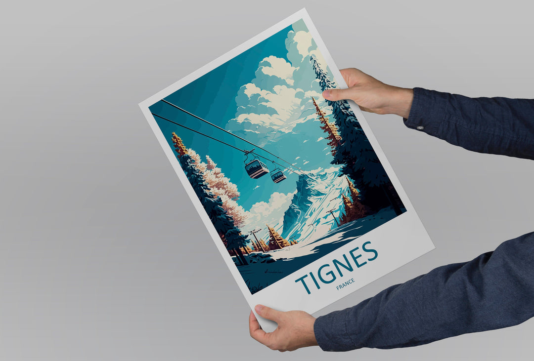 Tignes Travel Print Wall Art Tignes Wall Hanging Home Décor Tignes Gift Art Lovers Ski Art Lover Gift Tignes Print Skiing Tignes Ski Art