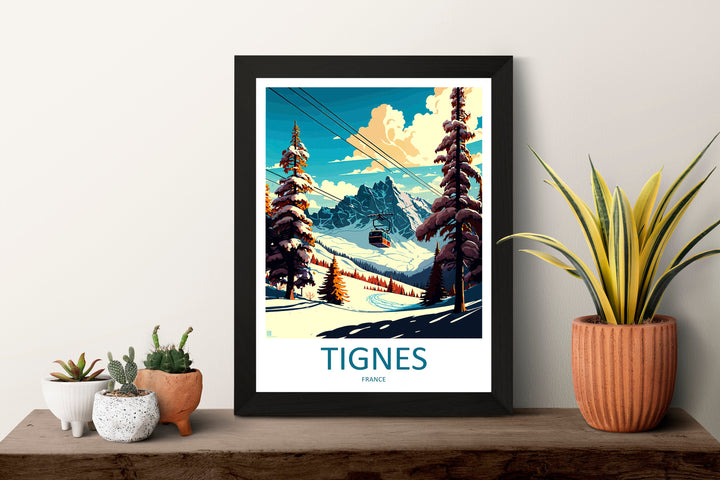 Tignes Travel Print Wall Art Tignes Wall Hanging Home Décor Tignes Gift Art Lovers Ski Art Lover Gift Tignes Print Skiing Tignes Ski Art