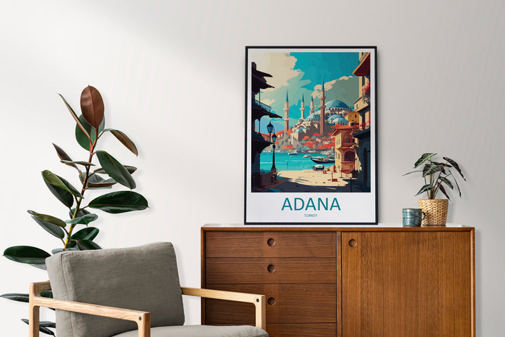 Adana Travel Print Wall Art Adana Wall Hanging Home Décor Adana Gift Art Lovers Turkey Art Lover Gift Adana City Turkey Travel Art Gift