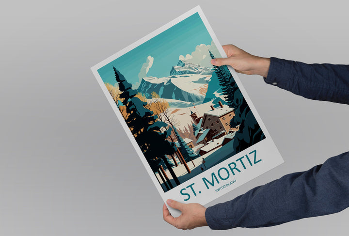 St. Mortiz Travel Print Wall Art St. Mortiz Wall Hanging Home Décor St. Mortiz Gift Art Lovers Ski Art Lover Gift St. Mortiz Print Skiing