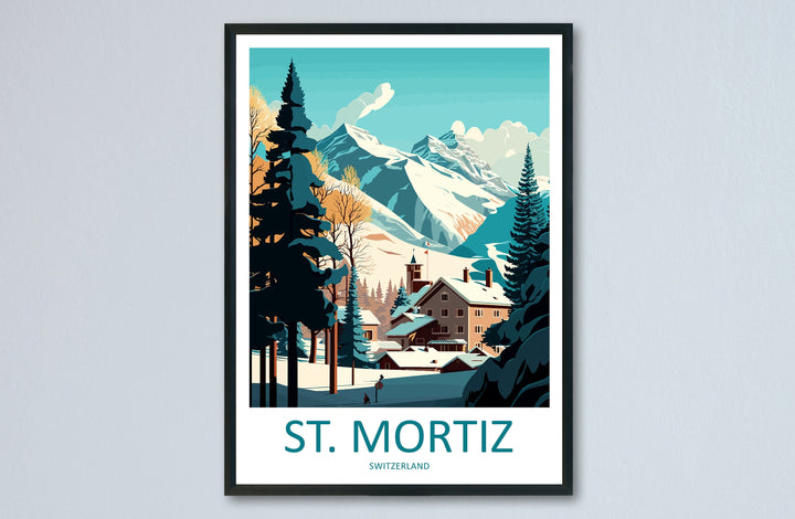St. Mortiz Travel Print Wall Art St. Mortiz Wall Hanging Home Décor St. Mortiz Gift Art Lovers Ski Art Lover Gift St. Mortiz Print Skiing