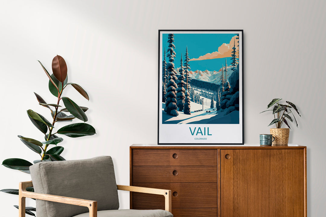 Vail Ski Resort Travel Print Wall Art Vail Ski Resort Wall Hanging Home Décor Vail Gift Art Lovers Ski Art Lover Gift Vail Print Skiing